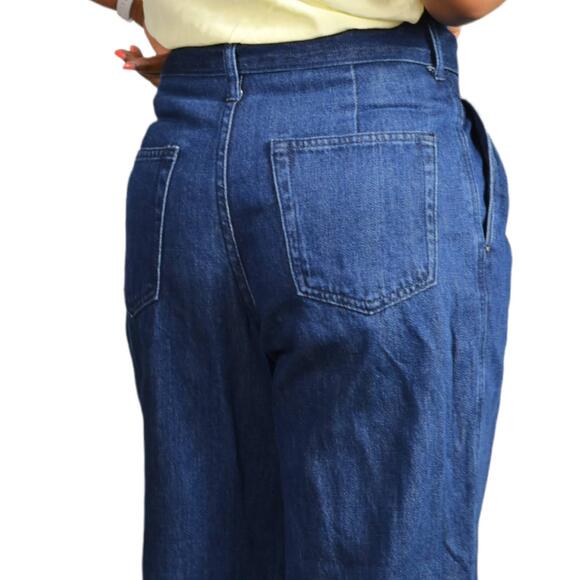 Zara Trouser Jeans Paperbag Waist Belted High Rise Pleated Wide Leg Flare Size 2 - Picture 5 of 15